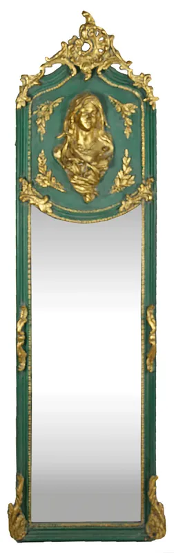Casa Padrino Luxury Baroque Wall Mirror Madonna Green / Gold 55 x H. 175 cm - Solid and Heavy - Antique Style Mirror Super-Preis