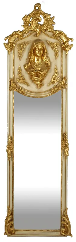 Casa Padrino Luxury Baroque Wall Mirror Madonna Cream / Gold 55 x H. 175 cm - Solid and Heavy - Antique Style Mirror Saisonangebot