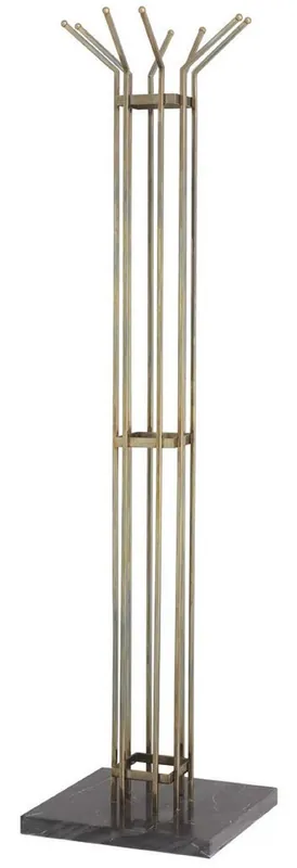 Rabatt Casa Padrino luxury coat stand vintage brass / black 38.5 x 38.5 H. 165.5 cm - Stainless steel coat rack with marble base - Wardrobe furniture - Luxury furniture - Luxury furnishings