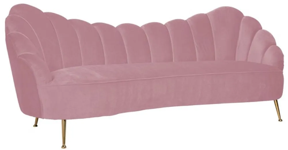 Garantierte Lieferung Casa Padrino luxury velvet sofa pink / gold 230 x 94 x H. 90 cm - Living room sofa with fine velvet fabric - Living room furniture - Luxury furniture - Living room furnishings - Luxury furnishings