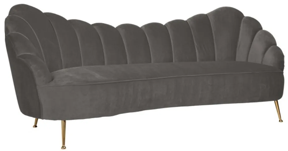 Geprüft Casa Padrino luxury velvet sofa gray / gold 230 x 94 x H. 90 cm - Living room sofa with fine velvet fabric - Living room furniture - Luxury furniture - Living room furnishings - Luxury furnishings