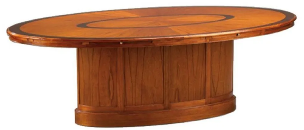 Must-Have Casa Padrino luxury conference table brown - Oval solid wood meeting table with pull out shelves - Office table - Office furniture - Hotel furniture - Luxury furniture - Luxury furnishings
