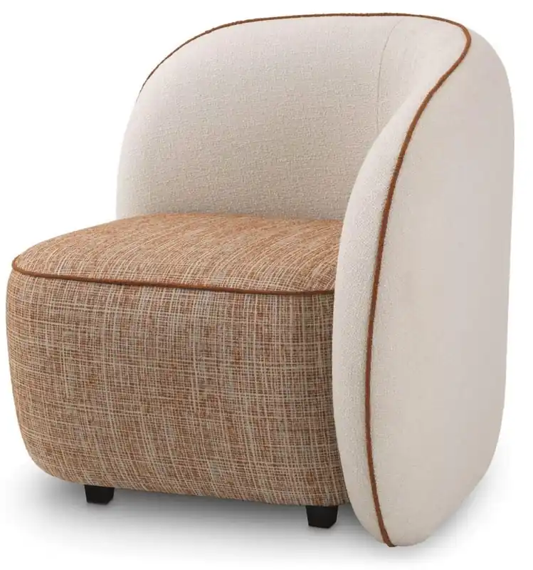 Nur Für Kurze Zeit Casa Padrino luxury designer armchair right side cream / orange / black 90 x 85 x H. 82 cm - Living room armchair - Hotel armchair - Living room furniture - Luxury furniture
