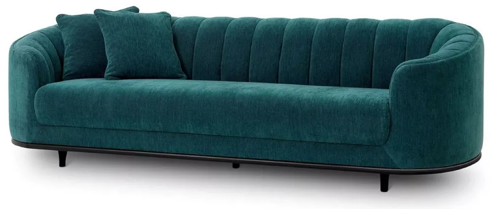 Casa Padrino luxury sofa green / black 240 x 96 x H. 74.5 cm - Living room sofa with 2 pillows - Living room furniture - Luxury furniture - Living room furnishings - Luxury furnishings Zertifiziert