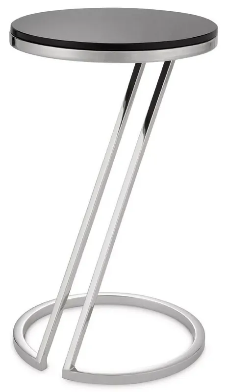 Casa Padrino luxury side table silver / gray Ø 36 x H. 60 cm - Stainless steel table with glass top - Living room furniture - Luxury furniture - Luxury furnishings - Luxury interior Sonderangebot