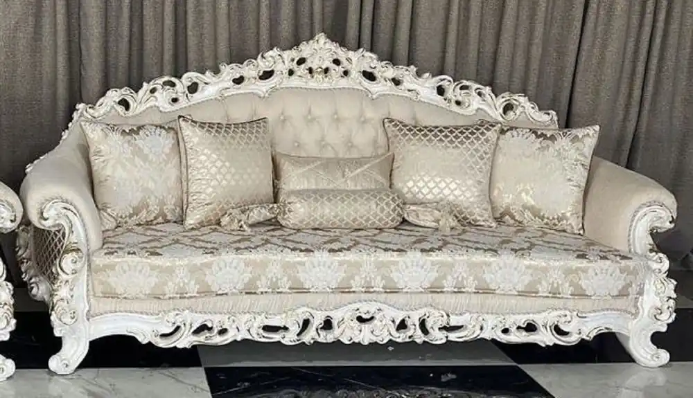 Super-Preis Casa Padrino luxury baroque sofa cream / white / gold - Magnificent living room sofa - Baroque style living room furniture - Luxury furniture in baroque style - Baroque living room furnishings