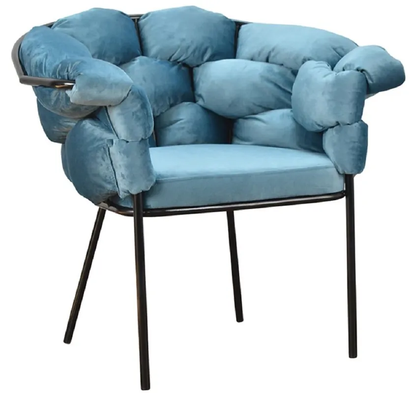 Casa Padrino luxury designer armchair light blue / black 81 x 64 x H. 75 cm - Living room armchair - Hotel armchair - Living room furniture - Luxury furniture - Luxury living room furnishings Preisknaller