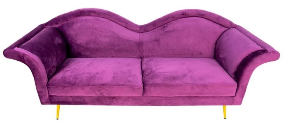 Casa Padrino designer 3 seater sofa purple / gold 215 x 73 x H. 85 cm - Living room sofa - Living room furniture - Luxury furniture - Designer furniture - Luxury living room furnishings Knallerangebot