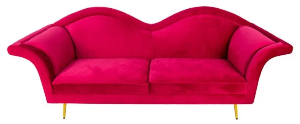 Casa Padrino designer 3 seater sofa red / gold 215 x 73 x H. 85 cm - Living room sofa - Living room furniture - Luxury furniture - Designer furniture - Luxury living room furnishings Finale Aktion