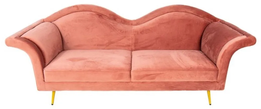 Mega-Angebot Casa Padrino designer 3 seater sofa pink / gold 215 x 73 x H. 85 cm - Living room sofa - Living room furniture - Luxury furniture - Designer furniture - Luxury living room furnishings