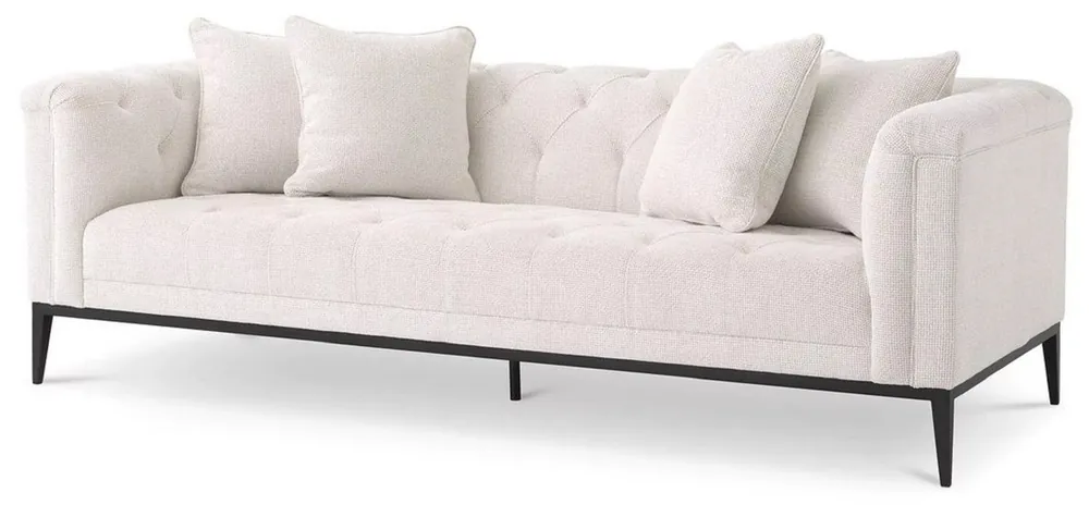 Expressversand Casa Padrino luxury Chesterfield sofa with 4 pillows white / gunmetal 231 x 97 x H. 75 cm - Living room sofa - Hotel sofa - Living room furniture - Chesterfield furniture - Luxury furniture