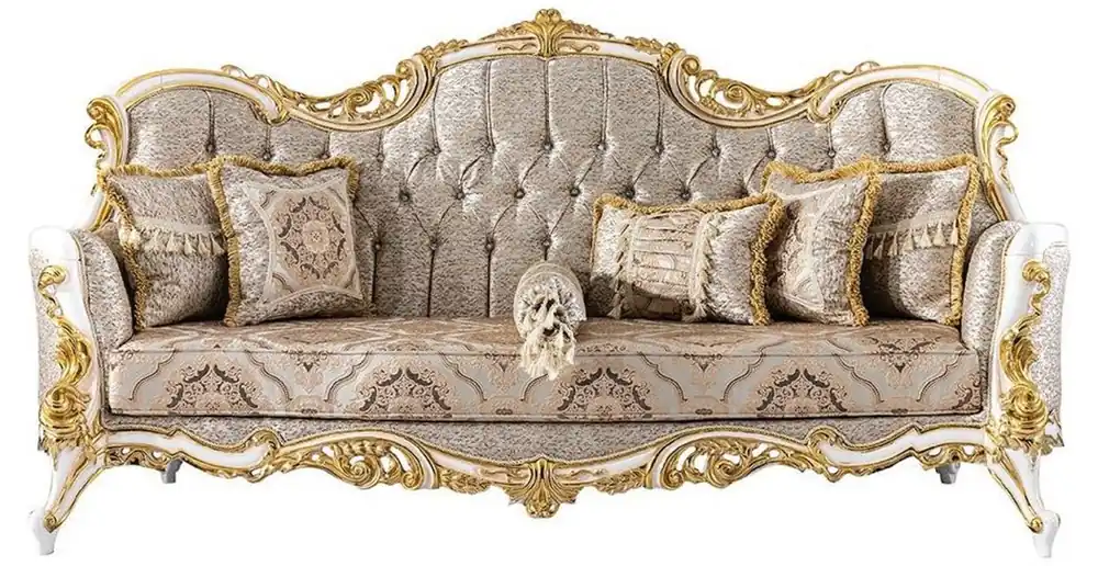 Begrenztes Angebot Casa Padrino luxury baroque sofa silver / beige / black / white / gold - Magnificent living room sofa with rhinestones - Baroque style living room furniture - Luxury furniture in baroque style