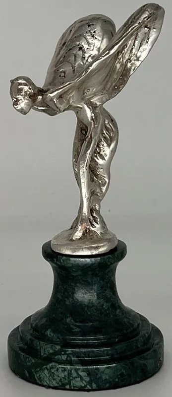 Casa Padrino luxury paperweight sculpture lady with wings silver / green 7 x 8 x H. 16 cm - Elegant bronze figure with marble base - Desk decoration - Luxury decoration - Decoration accessories Billig