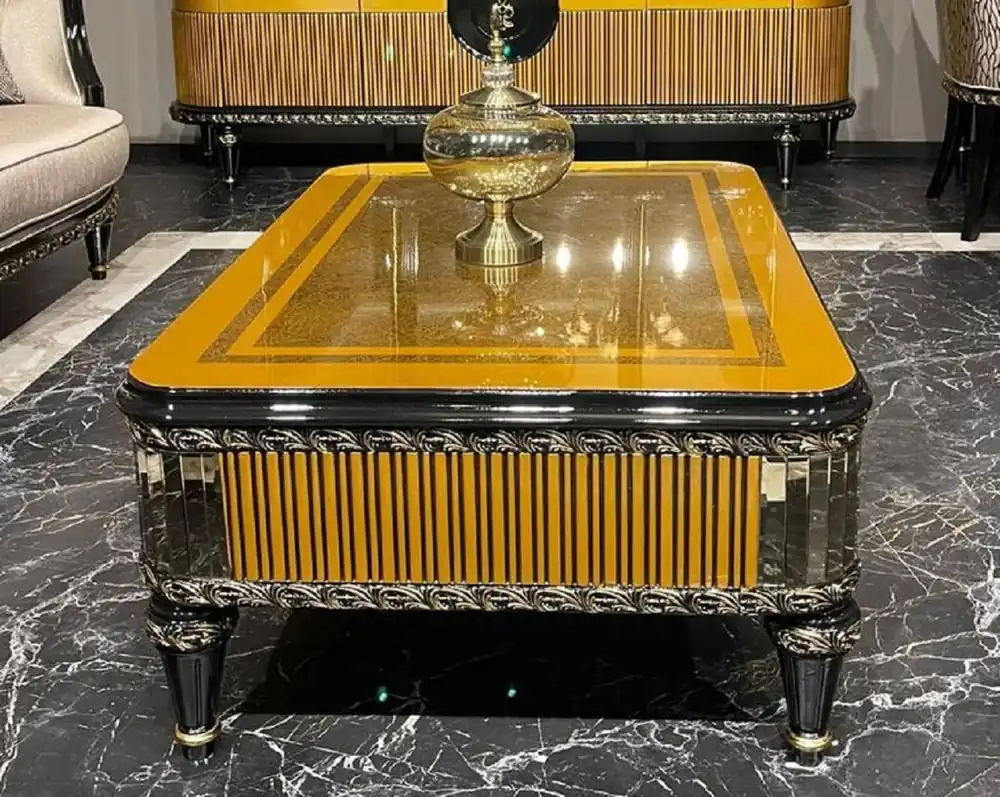 Bestpreis Casa Padrino luxury baroque coffee table gold / black / gold - Magnificent living room table in the baroque style - Luxury furniture in baroque style - Baroque style furniture