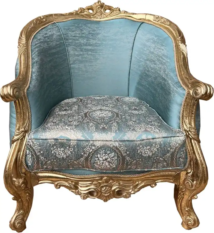 Casa Padrino luxury baroque living room armchair turquoise pattern / gold - Handmade baroque style armchair with elegant pattern - Living room furniture in baroque style - Baroque furniture Rabatt