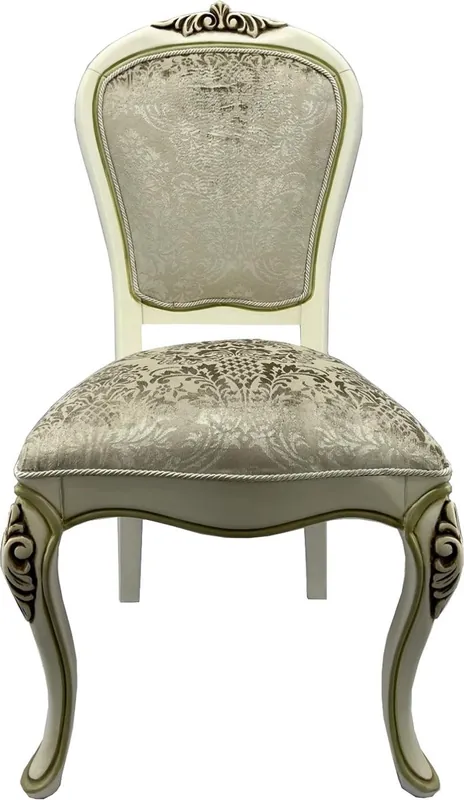 Casa Padrino luxury baroque dining room chair with elegant pattern green / cream - Dining room furniture in baroque style - Luxury furniture in baroque style - Baroque interior - Baroque furniture Direkt Vom Hersteller