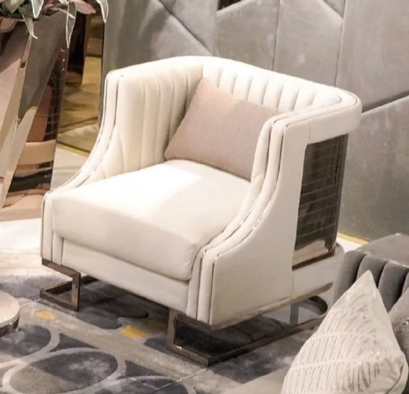 Casa Padrino luxury armchair cream / copper 89 x 78 x H. 77 cm - Living room armchair - Hotel armchair - Living room furniture - Hotel furniture - Luxury furniture - Luxury furnishings Rabatt