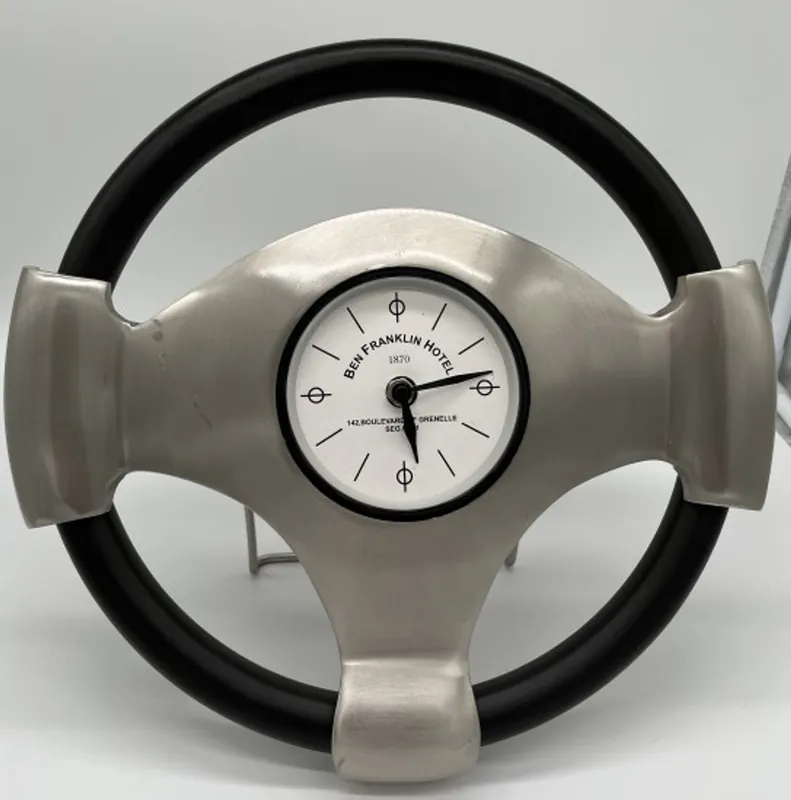 Direkt Vom Hersteller Casa Padrino designer luxury table clock vintage steering wheel with stand - noble & magnificent - table clock -1B goods front glass is missing
