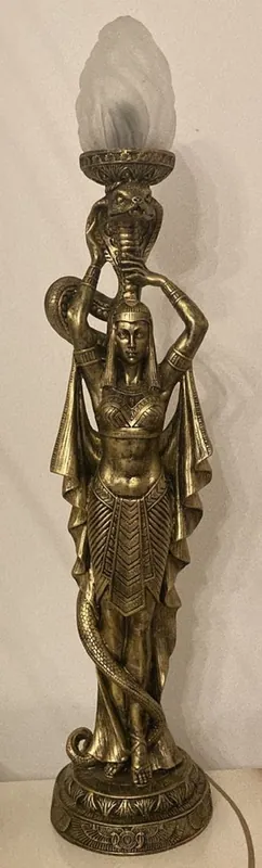 Sofort Bestellen Casa Padrino baroque table lamp woman with cobra snake antique gold H. 74 cm - Magnificent desk lamp in egyptian style - Baroque lights - Baroque interior - Baroque furniture