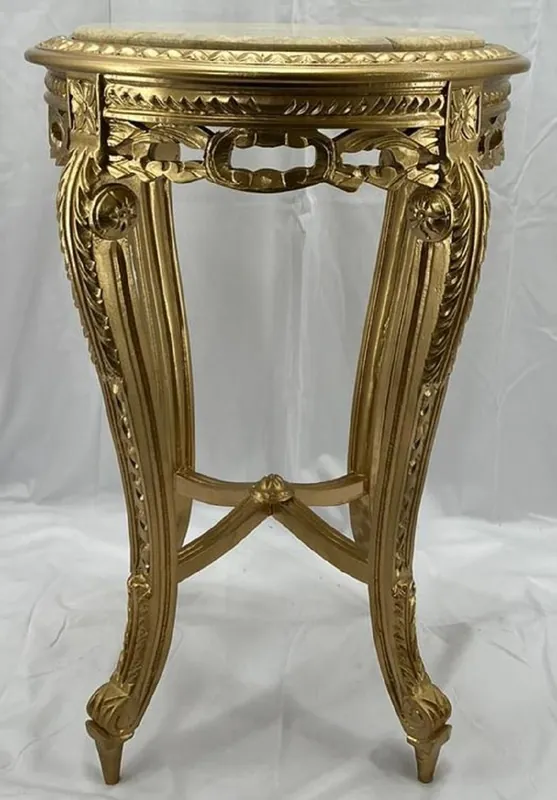 Casa Padrino baroque side table gold / cream - Handmade antique style solid wood table with marble top - Living room furniture in baroque style - Baroque furniture - Antique style furniture Sale