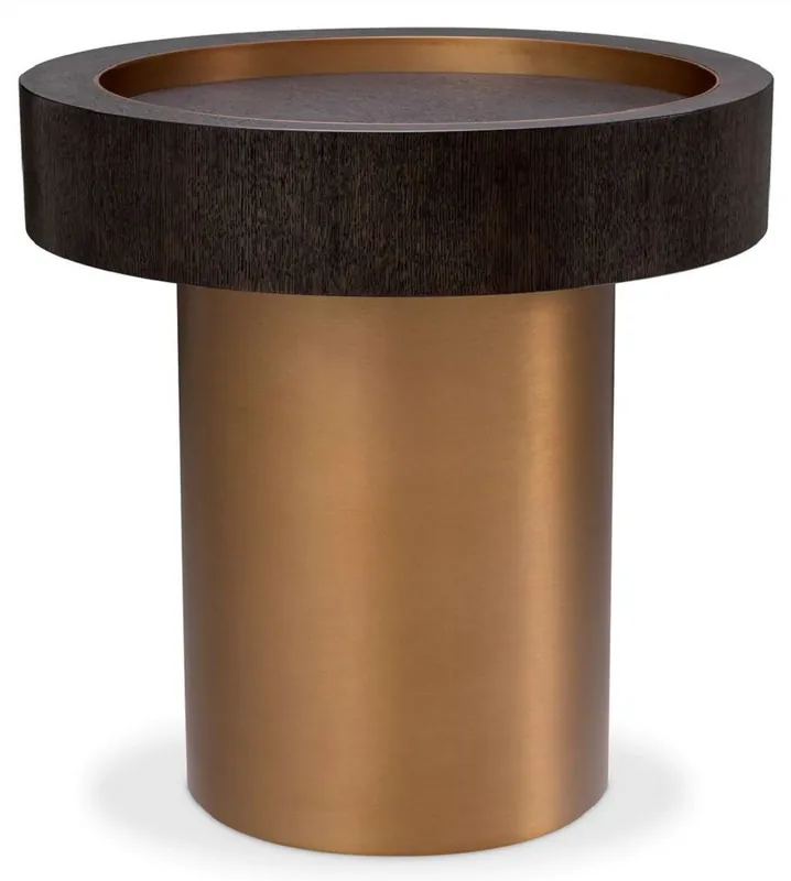 Casa Padrino luxury side table mocha / brass Ø 50 x H. 50.5 cm - Round living room table - Living room furniture - Luxury furniture - Luxury furnishings - Living room furnishings Top-Preis