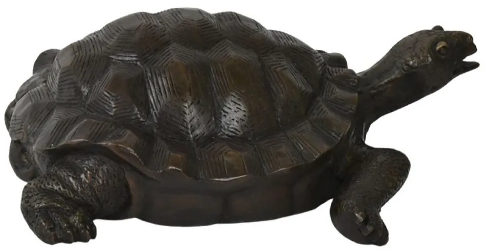 Casa Padrino luxury decorative sculpture turtle bronze 47 x 40 x H. 16 cm - Bronze decorative sculpture with wooden base - Bronze decorative figure - Desk decoration - Luxury Quality Schneller Versand