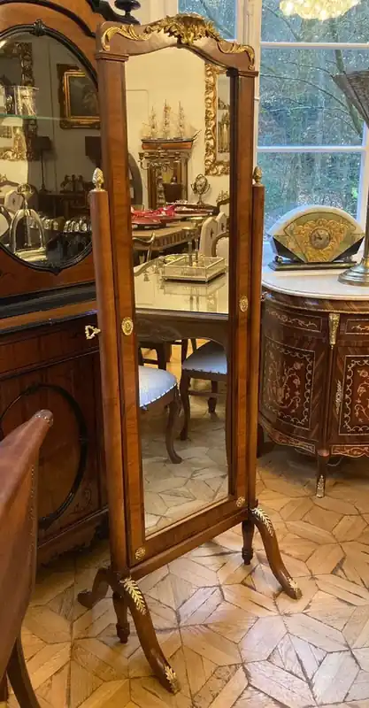 Casa Padrino baroque standing mirror brown / gold - Swiveling solid wood mirror in baroque style - Bedroom mirror - Hotel mirror - Bedroom furniture - Baroque Furniture - Noble & Magnificent Aktuell
