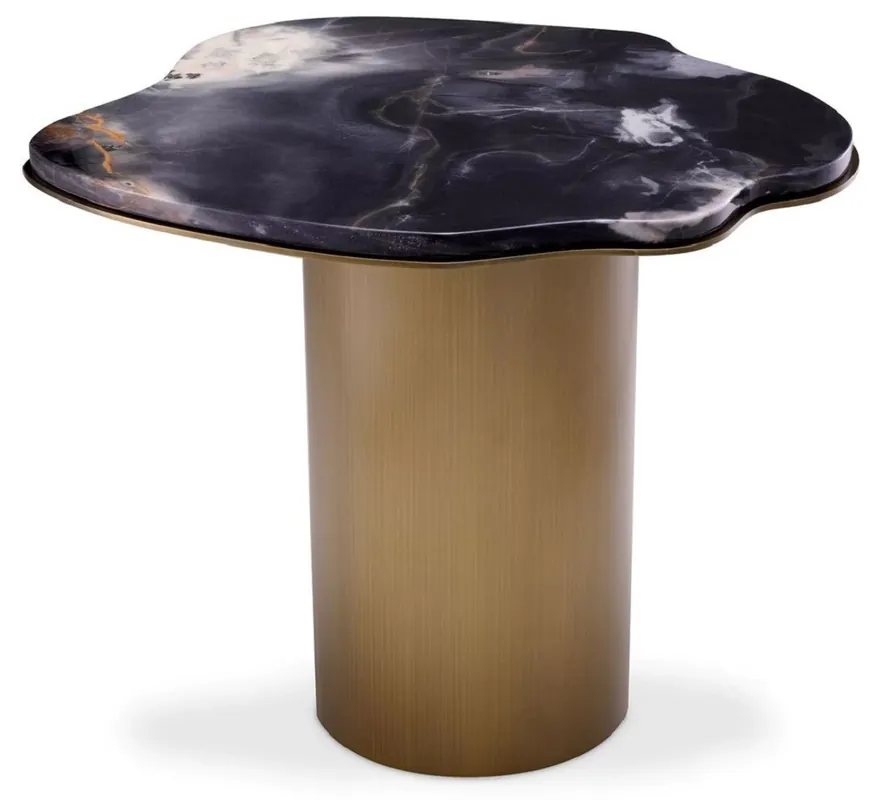 Meistverkauft Casa Padrino luxury side table black / brass 58.5 x 60.5 x H. 51 cm - Stainless steel table with marble top - Living room furniture - Luxury furniture - Living room furnishings