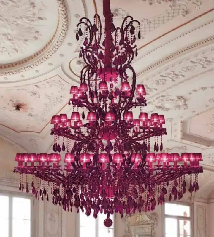 Casa Padrino luxury baroque crystal chandelier purple Ø 290 x H. 300 cm - Huge Venetian chandelier - Castle chandelier - Palace chandelier - Noble & Magnificent - Luxury Quality - Made in Italy Markenprodukt