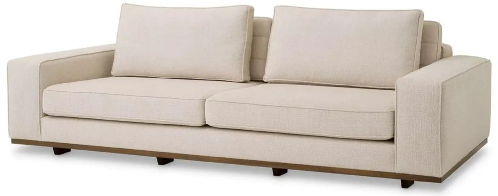 Geprüft Casa Padrino luxury sofa beige / brown 236 x 110 x H. 80 cm - Living room sofa with pillows - Living room furniture - Luxury furniture - Living room furnishings - Luxury furnishings