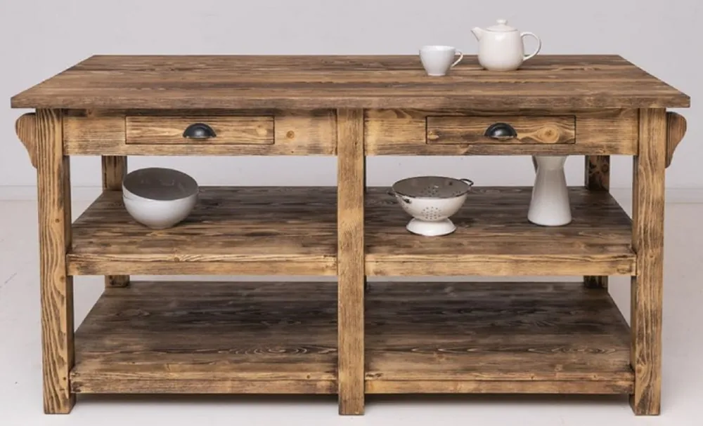 Casa Padrino country style kitchen island brown 180 x 85 x H. 90 cm - Solid wood kitchen island with 4 drawers - Dining room furniture - Kitchen furniture - Country style furniture Kracherpreis