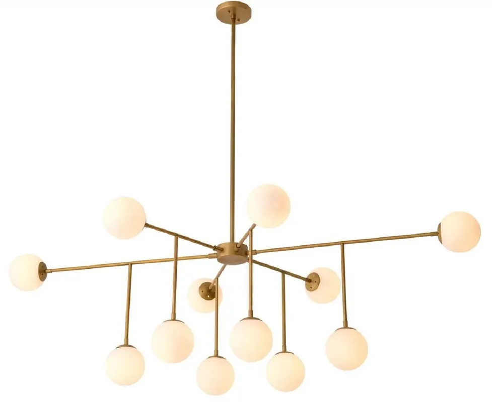 Casa Padrino luxury chandelier antique brass / white 187 x 120 x H. 50 cm - Living room chandelier with adjustable arms - Luxury lighting - Luxury interior - Luxury quality Direkt Vom Hersteller
