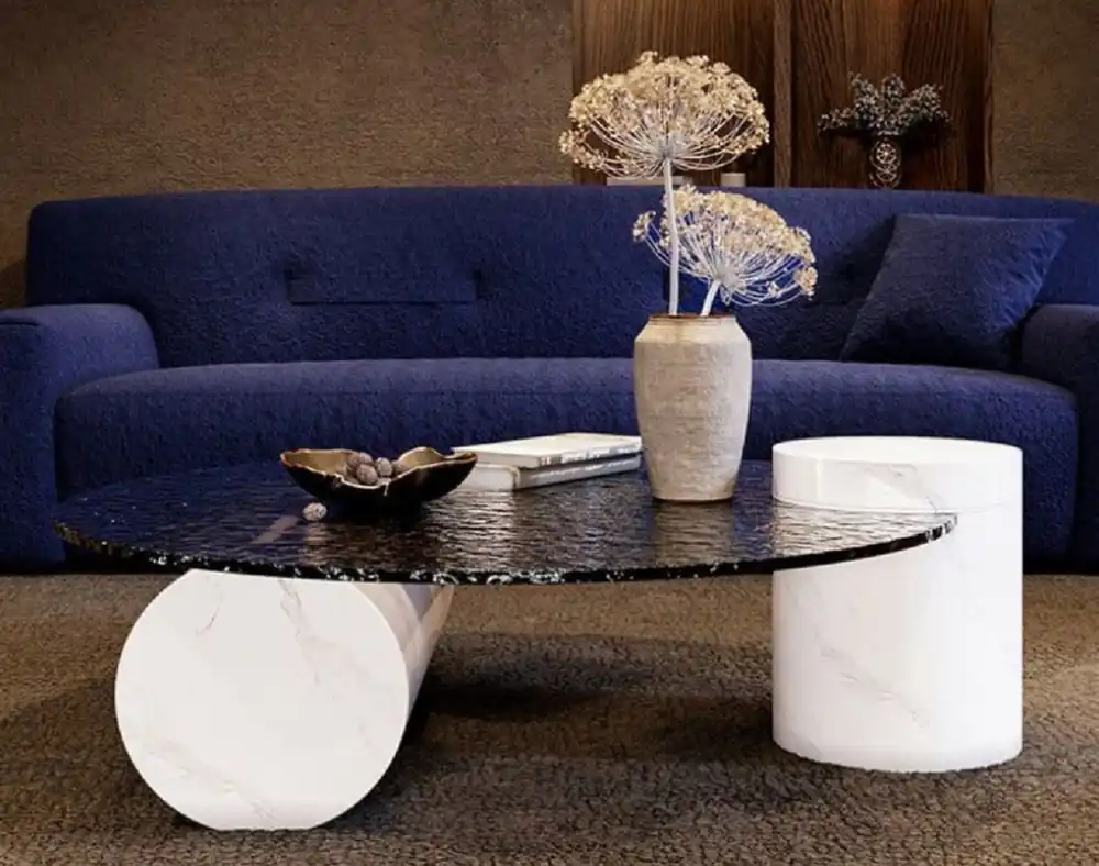 Geprüft Casa Padrino luxury designer coffee table white 116 x 100 x H. 24 cm - Living room table with glass top - Living room furniture - Hotel furniture - Luxury furniture - Luxury Quality - Made in Italy