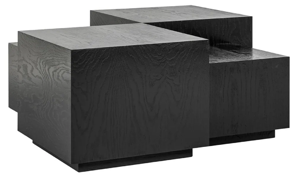 Casa Padrino luxury coffee table set of 4 black 75 x 75 x H. 40 cm - Square solid wood living room table - Living room furniture - Luxury furniture - Luxury furnishings Begrenztes Angebot