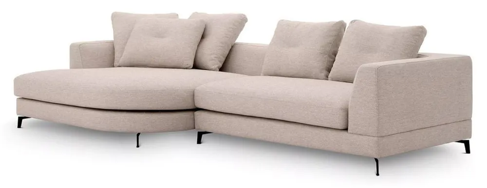 Neue Ware Casa Padrino luxury corner sofa left side sand / black 310 x 150 x H. 65 cm - Living room sofa with pillows - Living room furniture - Living room furnishings - Luxury furniture