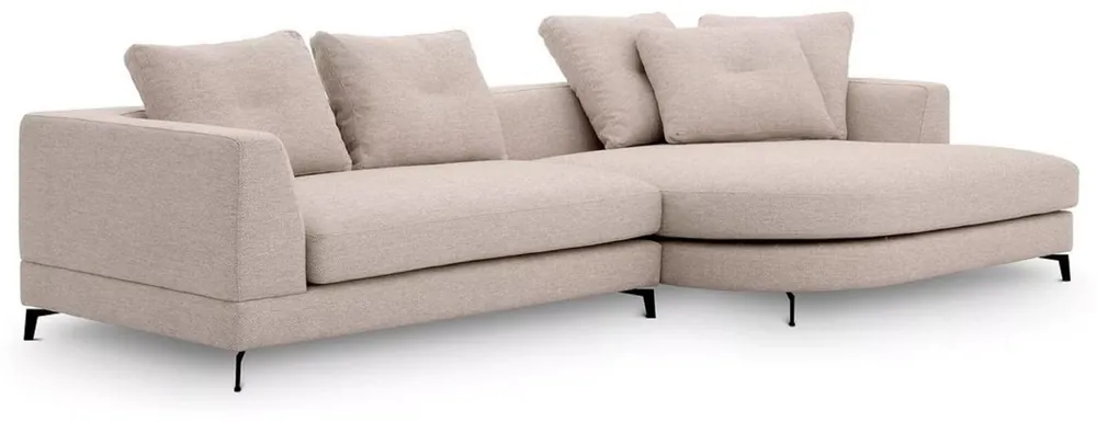 Casa Padrino luxury corner sofa right side sand / black 310 x 150 x H. 65 cm - Living room sofa with pillows - Living room furniture - Living room furnishings - Luxury furniture Kracherpreis