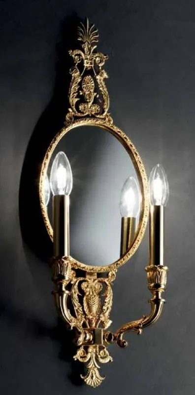 Casa Padrino luxury baroque double wall lamp with mirror gold 22 x 12 x H. 60 cm - Magnificent wall light in baroque style - Baroque lights - Luxury Quality - Made in Italy Begrenztes Angebot