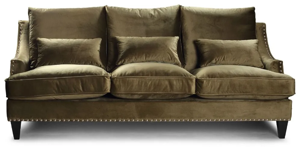 Sofort Bestellen Casa Padrino luxury sofa olive green / black 220 x 90 cm - Living room sofa - Living room furniture - Luxury furniture - Living room furnishings - Luxury furnishings
