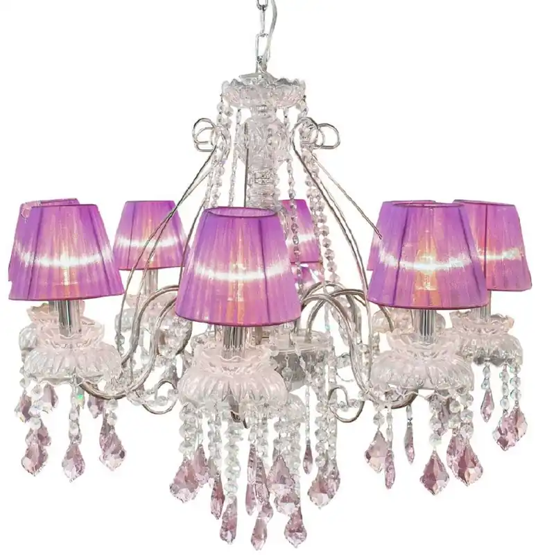 Letzte Chance Casa Padrino luxury baroque crystal chandelier silver / purple Ø 58 cm - Magnificent living room chandelier in baroque style - Hotel chandelier - Baroque crystal lights - Baroque interior