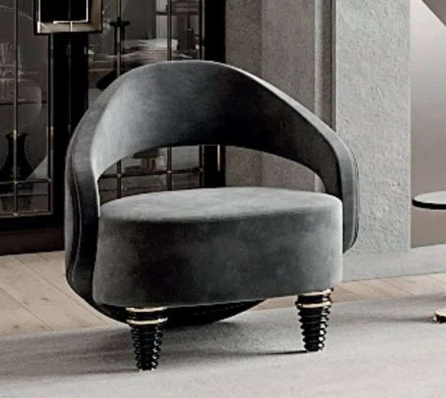 Casa Padrino luxury armchair gray / gold 74 x 72 x H. 83 cm - Living room armchair - Hotel armchair - Living room furniture - Hotel furniture - Luxury furniture - Luxury furnishings Zertifiziert