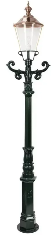Schnäppchen Casa Padrino Art Nouveau garden lantern green / copper 42 x 29 x H. 210 cm - Powder coated aluminum garden floor lamp - Nostalgic lighting - Nostalgic lights