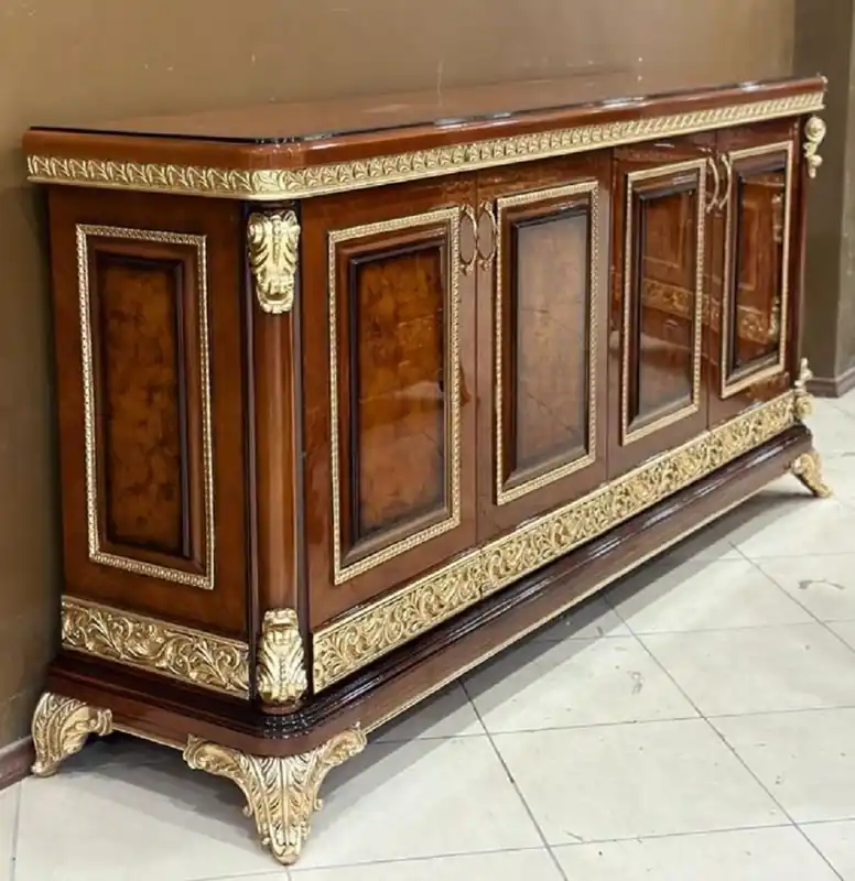 Direktkauf Casa Padrino luxury baroque sideboard brown / gold - Magnificent solid wood cabinet with 4 doors - Luxury office furniture in baroque style - Baroque furniture - Baroque office furnishings