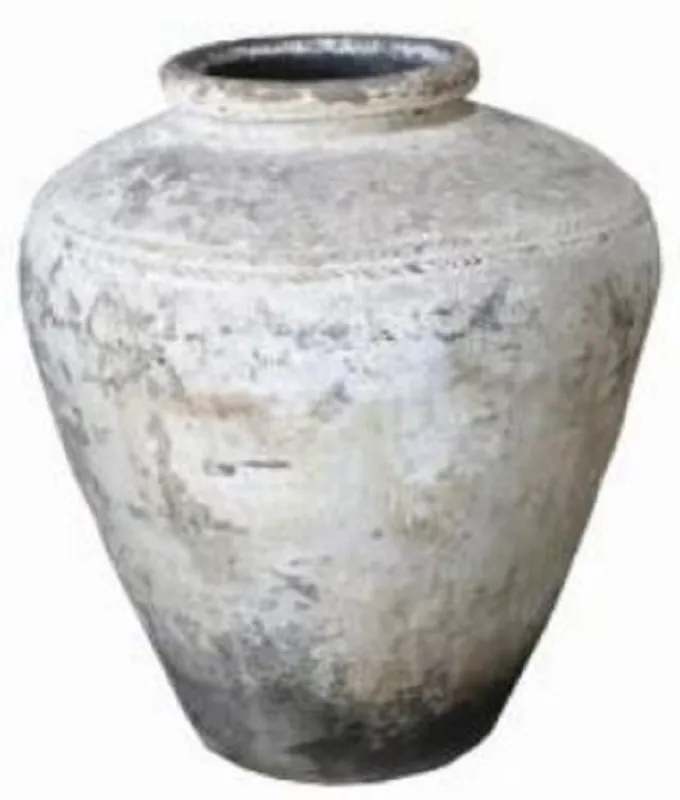 Casa Padrino luxury baroque terracotta vase antique white Ø 35 x H. 88 cm - Handmade antique style flower vase - Flower pot - Plant pot - Baroque decorative accessories - Baroque garden decoration Super-Preis