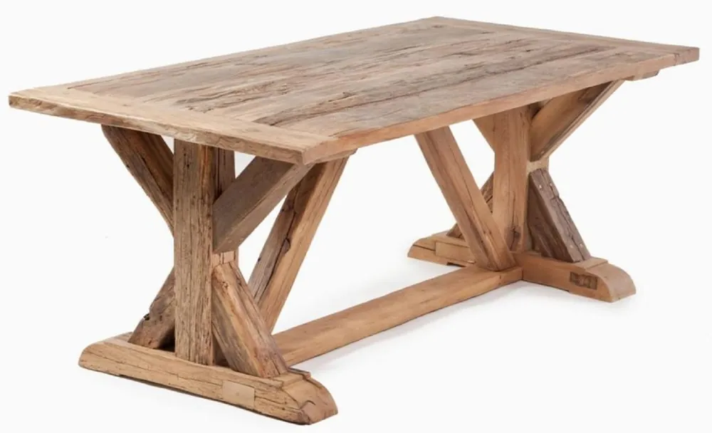 Heißes Angebot Casa Padrino country style dining table natural - Various Sizes - Rectangular rustic solid wood dining room table - Rustic dining room furniture - Country style dining room furniture