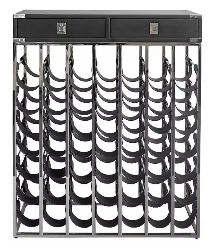 Expressversand Casa Padrino luxury wine bottle rack with 2 drawers silver / black 84 x 25 x H. 104 cm - Wine Rack