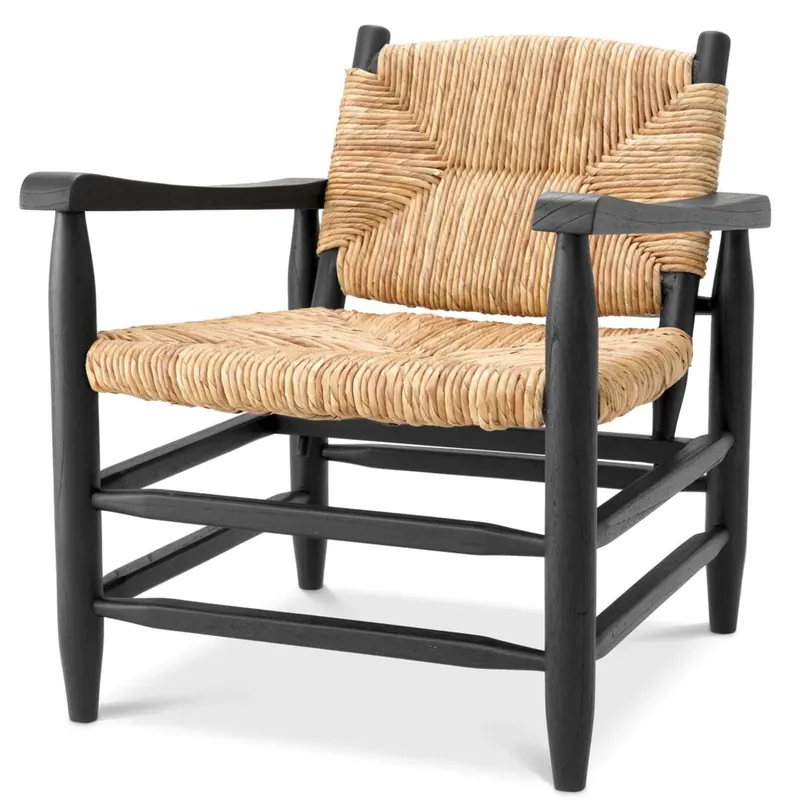 Top-Angebot Casa Padrino luxury armchair black / natural 60.5 x 74 x H. 71 cm - Living room armchair - Hotel armchair - Living room furniture - Luxury furniture - Living room furnishings - Luxury furnishings