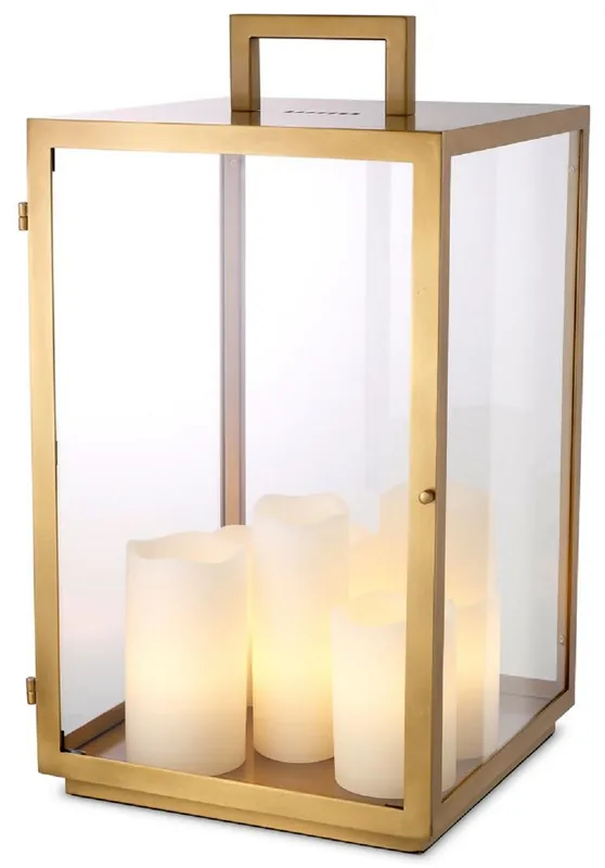 Top-Seller Casa Padrino luxury table lamp antique brass 35 x 35 x H. 65 cm - Metal desk lamp with handle and candle shaped lampshades - Luxury lighting - Luxury furniture - Luxury interior