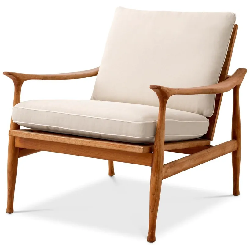 Casa Padrino luxury teak armchair with cushions natural / cream 77 x 82.5 x H. 76.5 cm - Garden armchair - Living room armchair - Garden furniture - Living room furniture - Luxury furniture Begrenztes Angebot