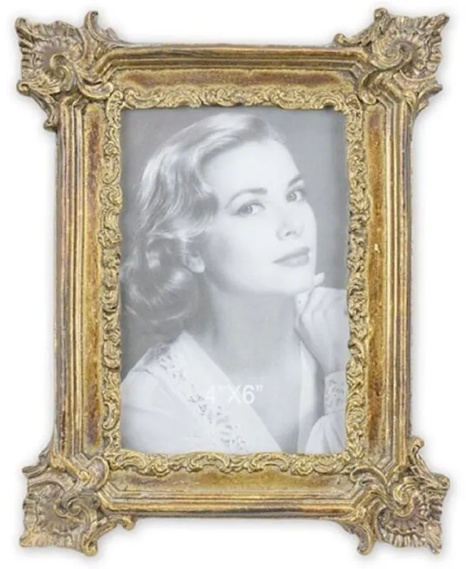 Highlight Casa Padrino baroque picture frame antique gold 17 x H. 21.6 cm - Antique style picture frame - Living room decoration - Desk decoration - Decoration accessories in baroque style