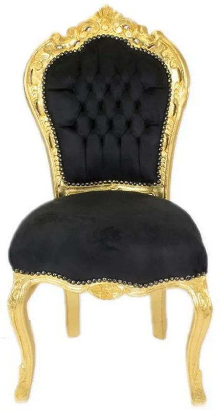 Online Kaufen Casa Padrino baroque dining room chair black / gold - Handmade antique style chair with fine velvet fabric - Dining room furniture in baroque style - Baroque furniture